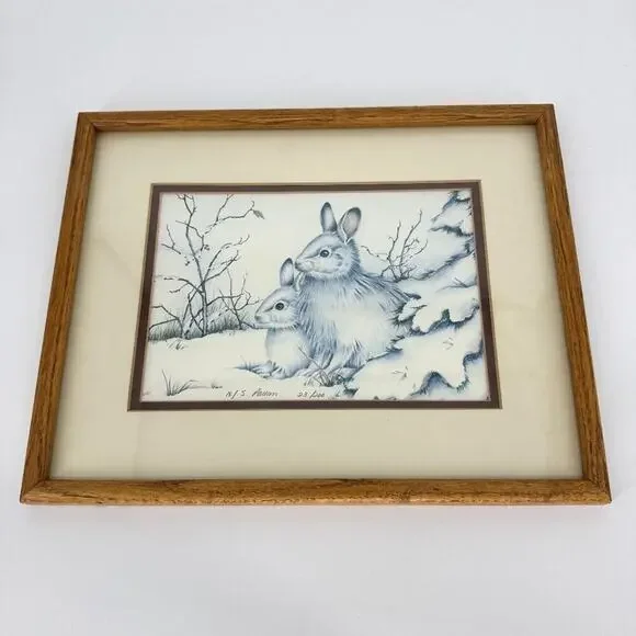 Nancy Shumaker Pallan Pair of Bunnies Limited Edition Signed Lithograph‎ Framed