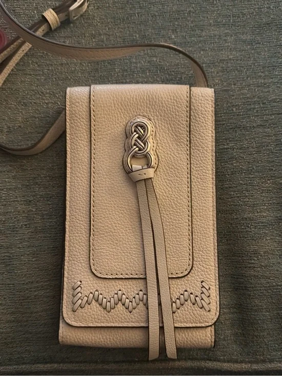 Brighton Beige Leather Crossbody Phone Wallet with Celtic Knot