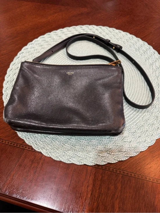 Celine Black Leather Trio Bag