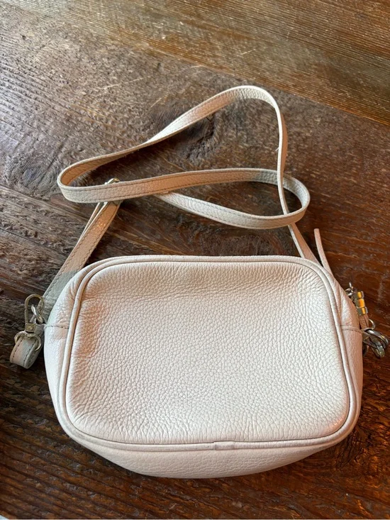 Women's Pebbled Leather Crossbody Bag in Light Beige