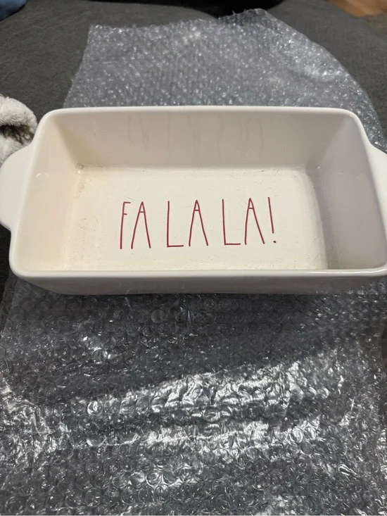 Rae Dunn Cream Ceramic Baking Dish with Red 
