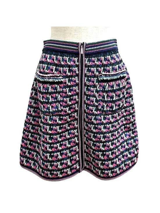 Chanel CC Logo All Pattern Zip Skirt
