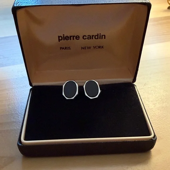 Pierre Cardin Cuff Links  Black Silver