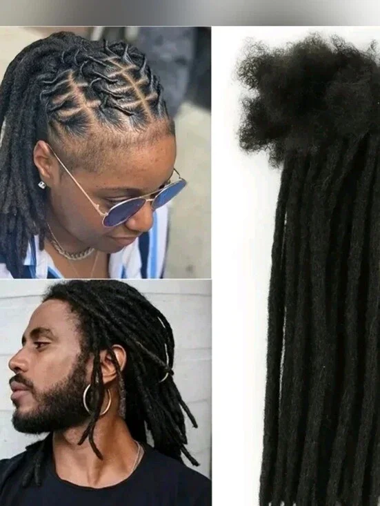 100% Human Hair Dreadlock Extensions‎ 0.6cm Width 12 Inch 30 Strands Natural