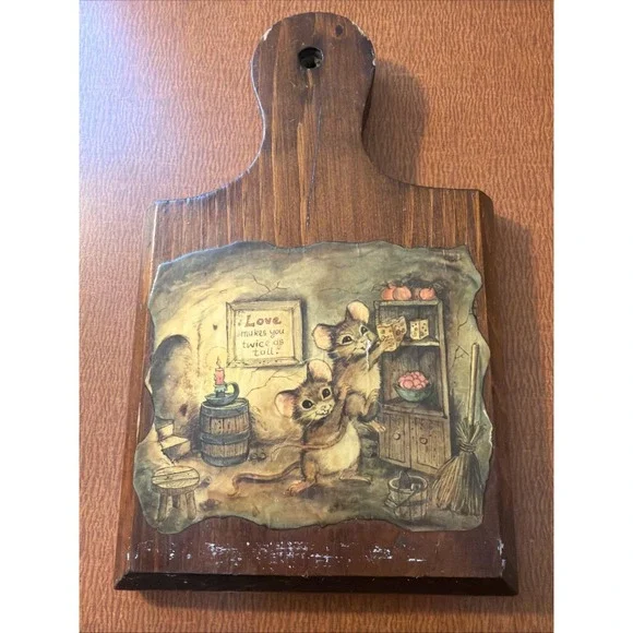 W.M. Otto Wooden Wall Art Mice Vintage 1970's