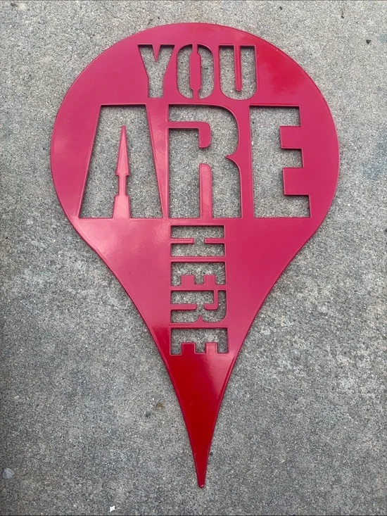 Red 'YOU ARE HERE' Metal Sign