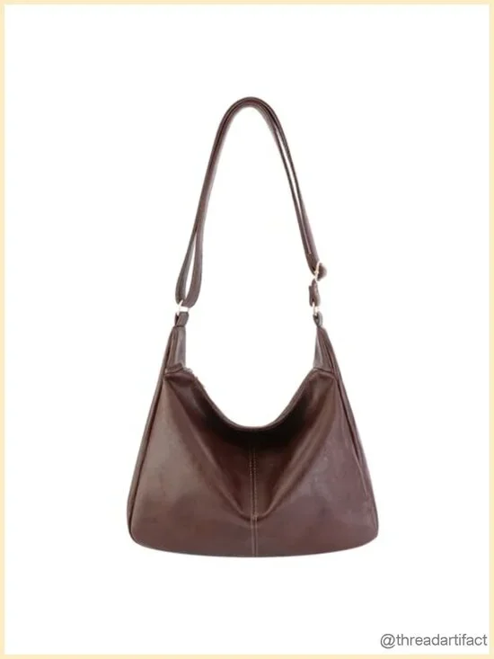 Foldable Leather Slouchy Shoulder Bag Crossbody Hobo Purse