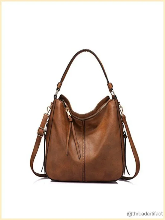 Faux Leather Hobo Crossbody Bag Large Capacity Tote Shoulder Purse