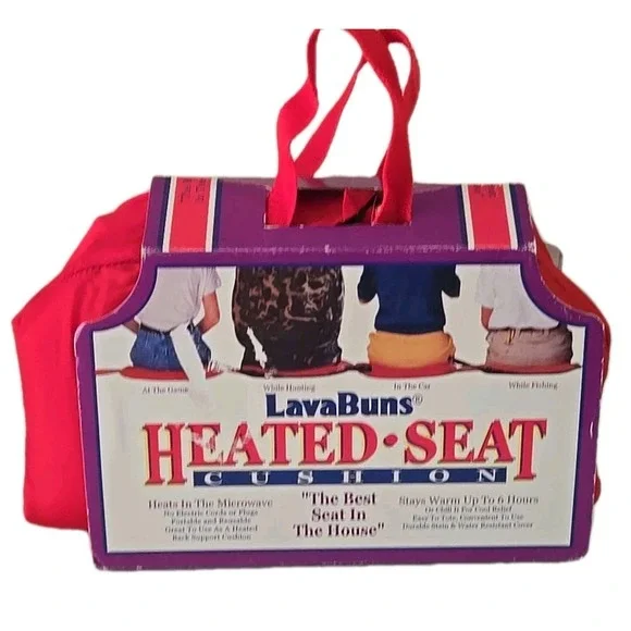 Lava Buns Heated Seat Cushion Microwavable Portable Red Hunting Stadium Bleacher