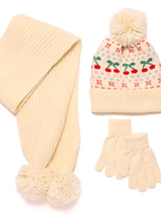InMocean-Big Girls' Hat, Gloves, and Scarf, 3-Piece Set NEW