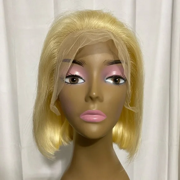 UNice 10 Inch Wig 613 Blonde 13x4 HD Lace Front Human Hair 180% Density Glueless