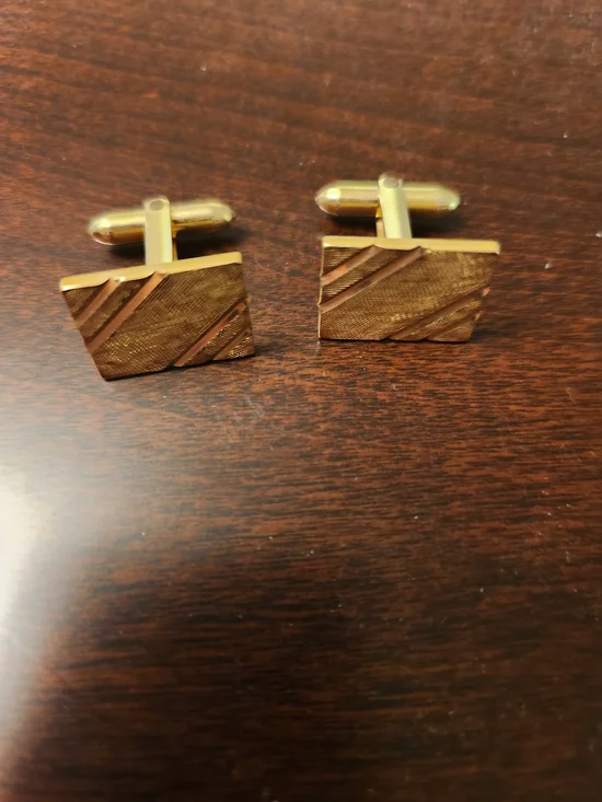 Gold-Tone Textured Square Cufflinks - Men's Accessories