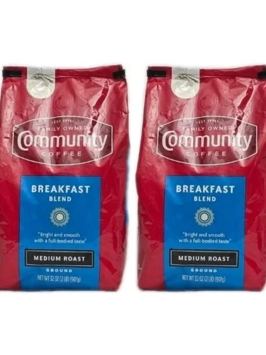 2-PACK Community Breakfast Blend Ground Coffee Medium Roast 32 Oz Each Bag