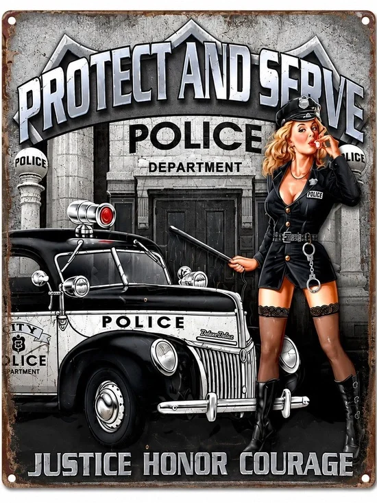 NEW Police Protect And Serve Metal Sign