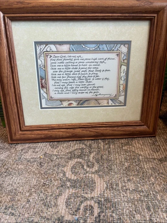 Framed Decorative Poem Print in Wood-Tone Frame
