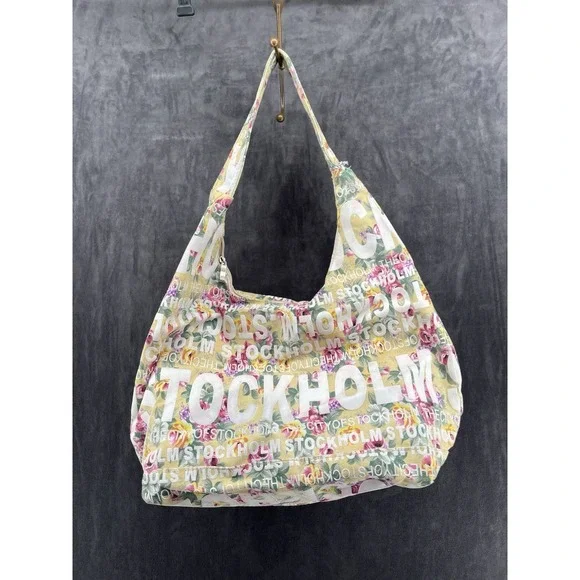 Robin Ruth Stockholm Sweden Floral Canvas Hobo Shoulder Bag Souvenir Travel