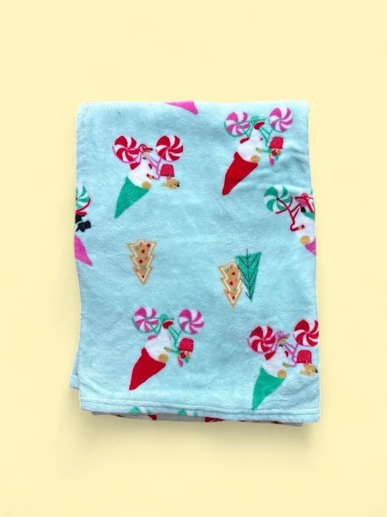 ✨ Christmas candy cane and reindeer fleece blanket✨