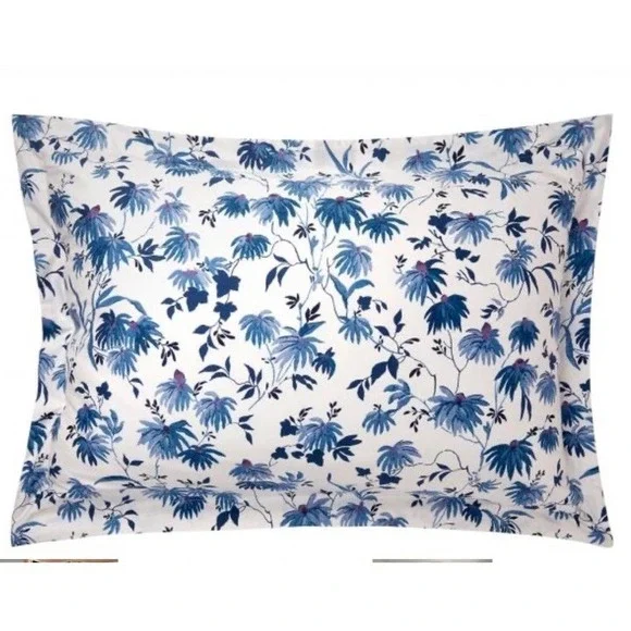 Ralph Lauren Adelaide Floral Sateen King‎ Sham 20x36in Blue And White