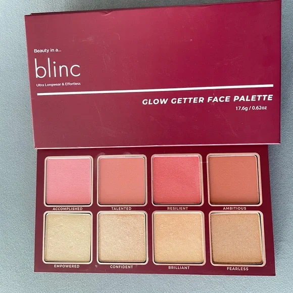 Blinc Glow Getter Face Palette, Cheek Palette with Highlighters, Blush & Contour