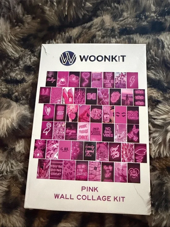Pink Wall Collage Kit — Vibrant Pink Photo Tiles
