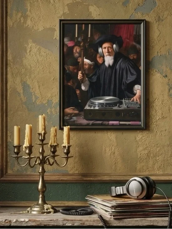 Renaissance DJ Gentleman Candelabra Canvas Print Wall Art EDM Techno Dance