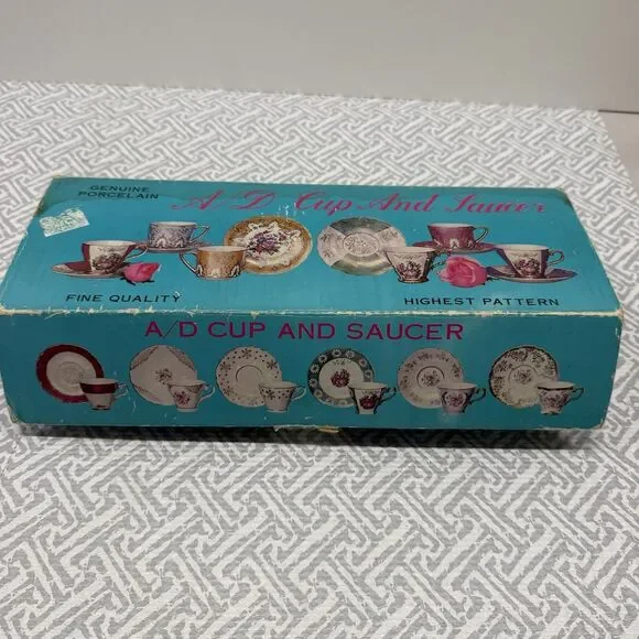 Vintage Genuine Porcelain A/D Demitasse Cup Saucer Set 6 Lusterware Japan Boxed