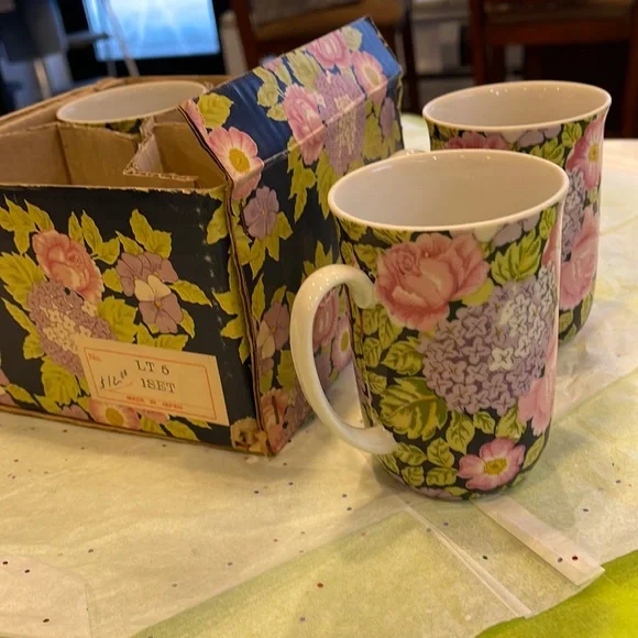 Made in Japan cups by Seymour Mann Inc, Lilac Time fine china, in original box.