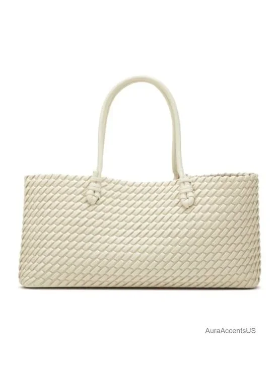 2 Pcs Slouchy PU Leather Woven Tote Hobo Crossbody Shoulder Bag Set