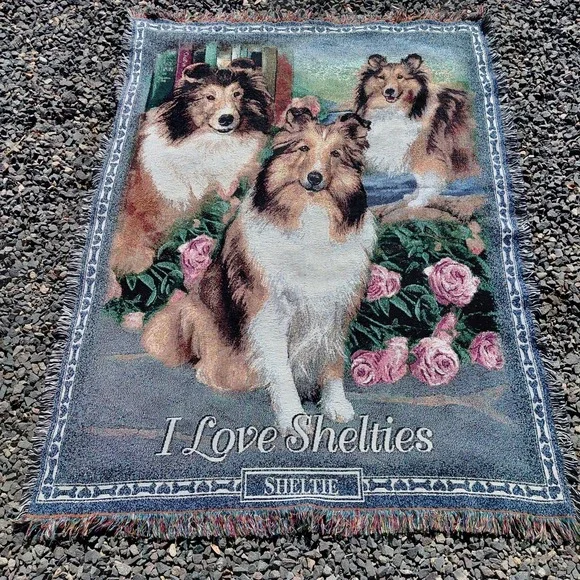 I Love Shelties Throw Blanket Tapestry 52