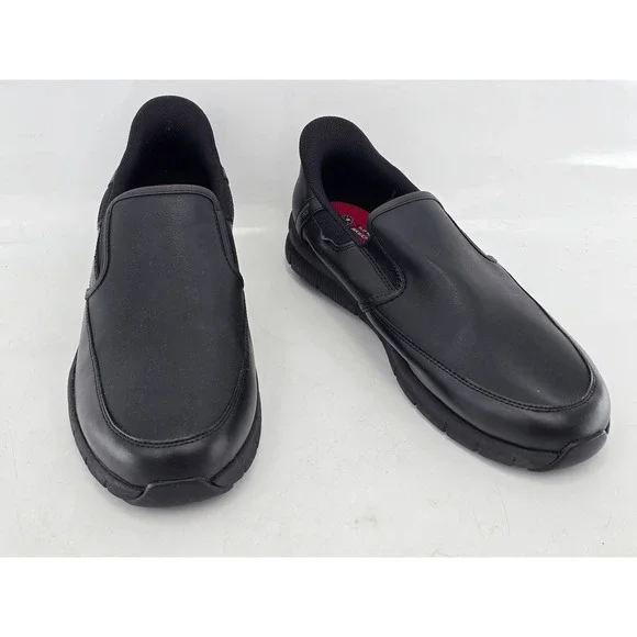 Skechers Slip-ins Work Shoes Mens 13 Black Leather EH SRO - Excellent