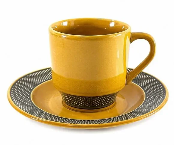 Harmony House Aurora Ironstone Cup & Saucer 4267 Mustard Brown Japan Vintage