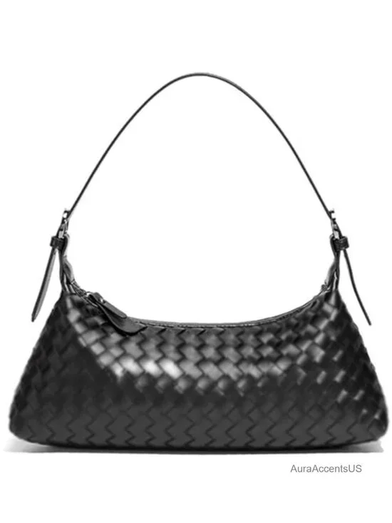 Woven Faux Leather Hobo Bag Crossbody Shoulder Tote Purse
