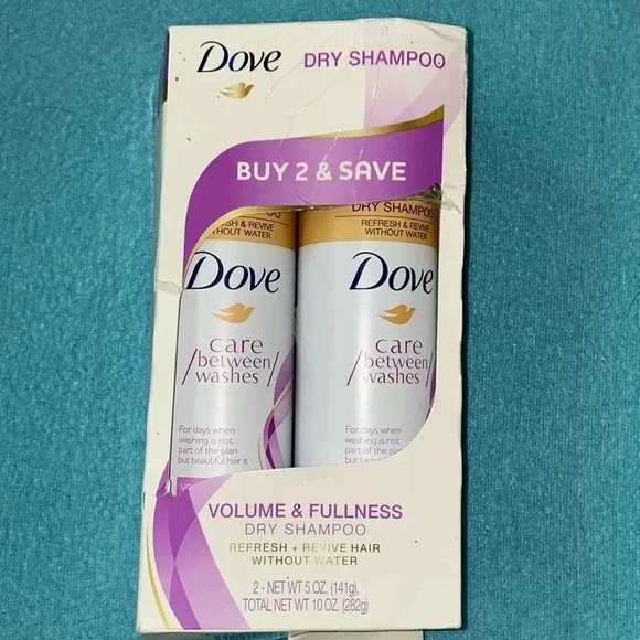 DOVE DRY SHAMPOO X2 refresh and revive hair without water size 5oz. each