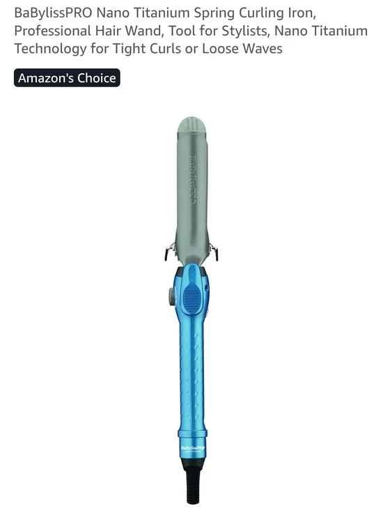 BaBylissPRO Blue Nano Titanium Spring Curling Iron