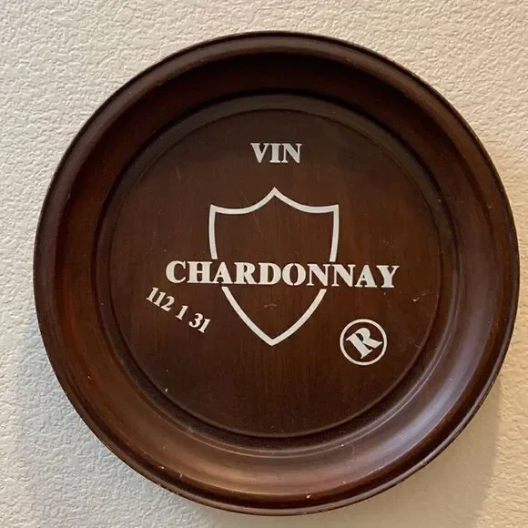 Chardonnay VIN R 112 1 31 Printed Round Metal Bar Indoor Outdoor Wine Wall Art