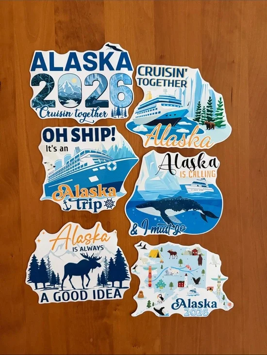 Alaska Cruise Magnet Pack • 6 pieces • New in Package • 2026 Alaska Travel Theme