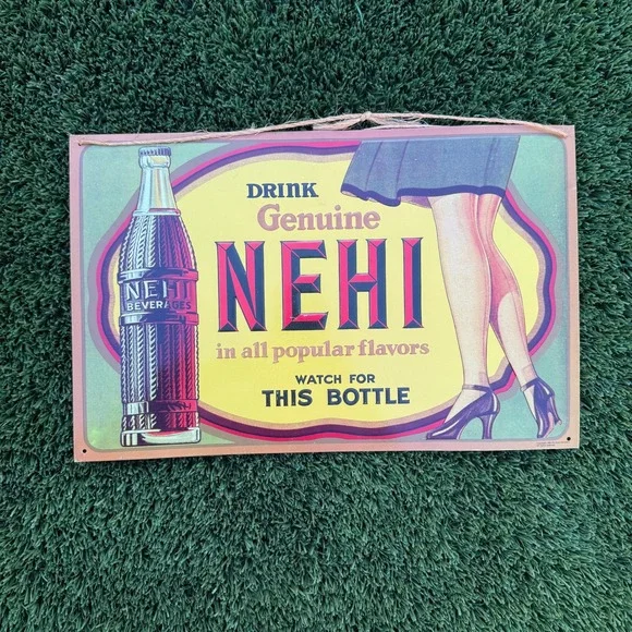 Vintage 1993 Nehi Beverages Metal Sign Drink‎ Genuine Soda Pop Advertising Decor
