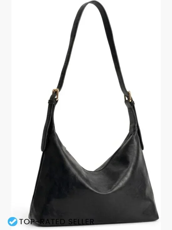Slouchy Hobo Bag - Soft Vegan Leather Crossbody Shoulder Purse - Adjustable
