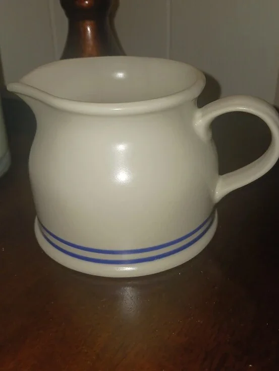 Vintage Discontinued Johnson Brothers Creamer with Blue Stripes.