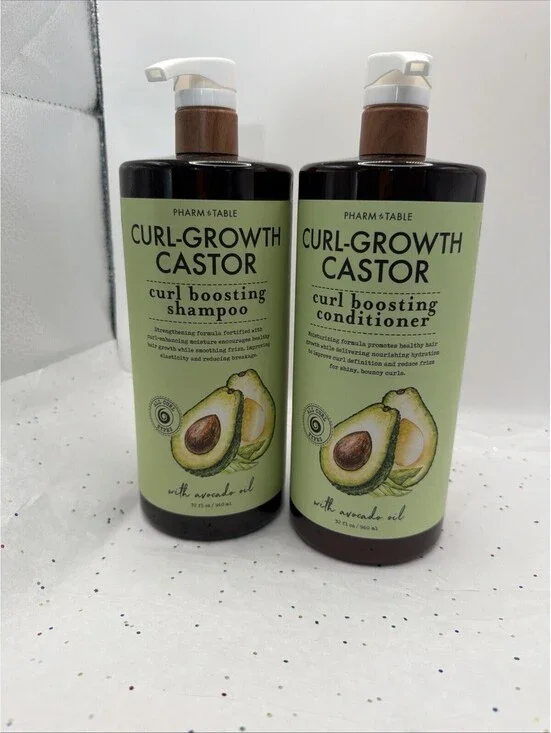 PHARM TO TABLE Curl Growth Castor Shampoo & Conditioner 32oz Avocado Oil Duo