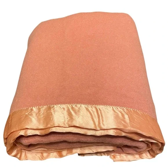 Vtg St Mary's Wool Blanket Satin Trim 1950's 74