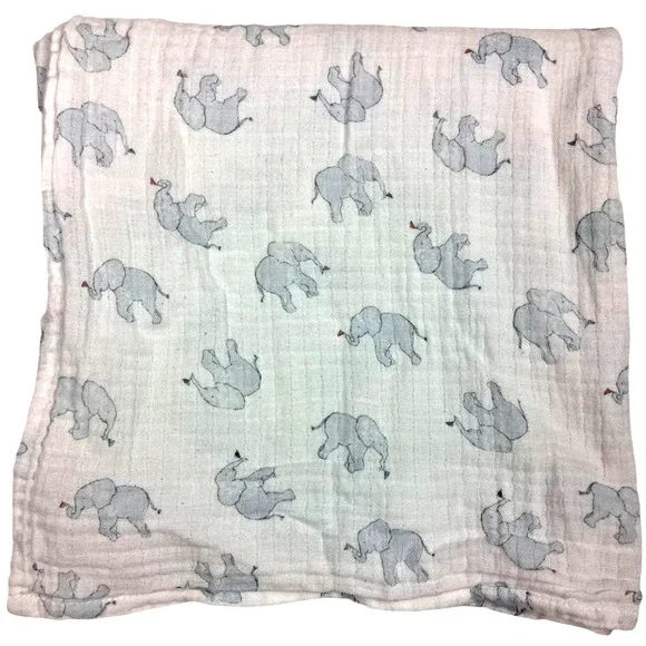 Aden + Anais White Elehant Flag Cotton Swaddle Blanket Baby 42x42 Breathable