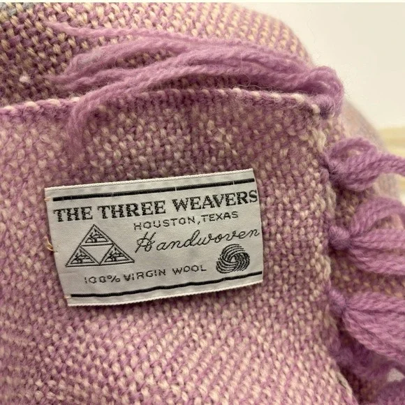 THE THREE WEAVERS 100% Virgin Wool Throw Blanket Pastel Hand Woven Baby Nursery