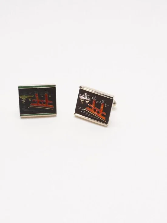 Vintage Swank GOLD Tone ASIAN Style CUFFLINKS