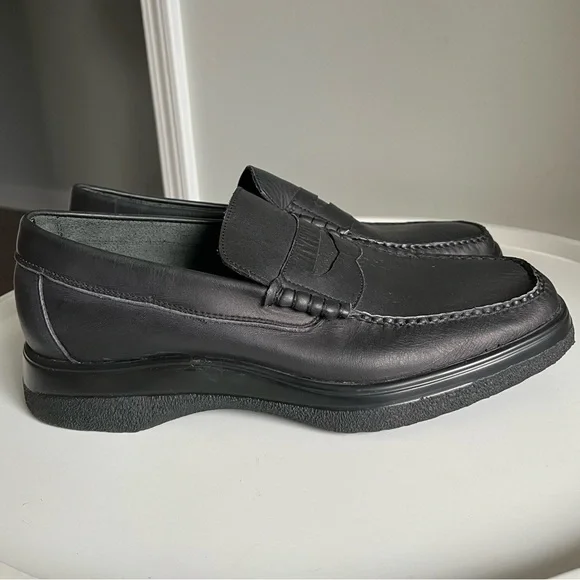 Hitchcock Black Leather Men’s Shoes Slip On Wide 3E Size 10