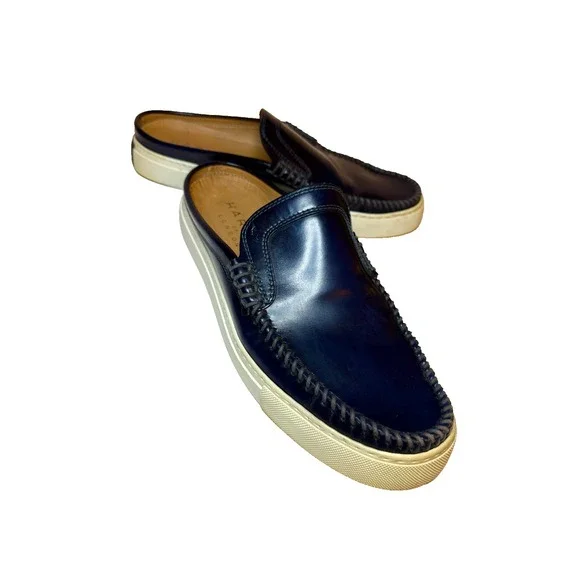 Harrys of London Men Loafer Slide Old Money Handmade Leather Blue Vibram Mule 42