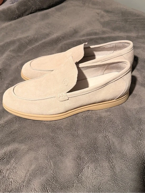 Men's Suede Slip-On Loafers in Light Beige