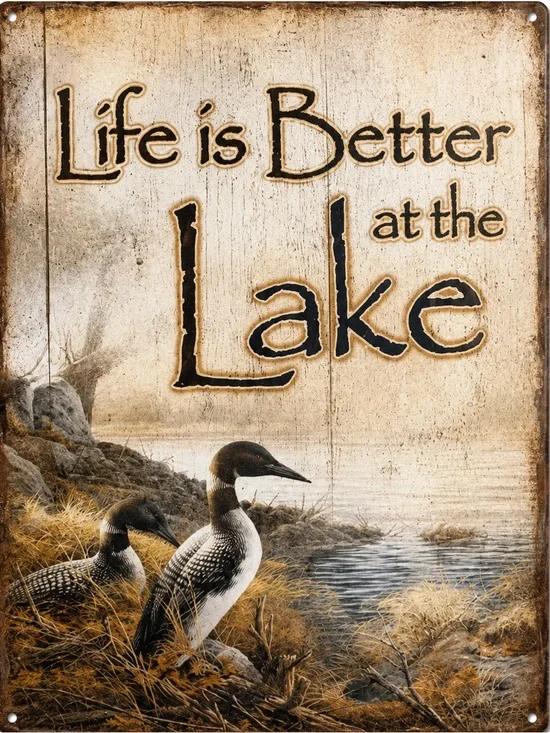 NEW Life Is Better At The Lake Metal Sign