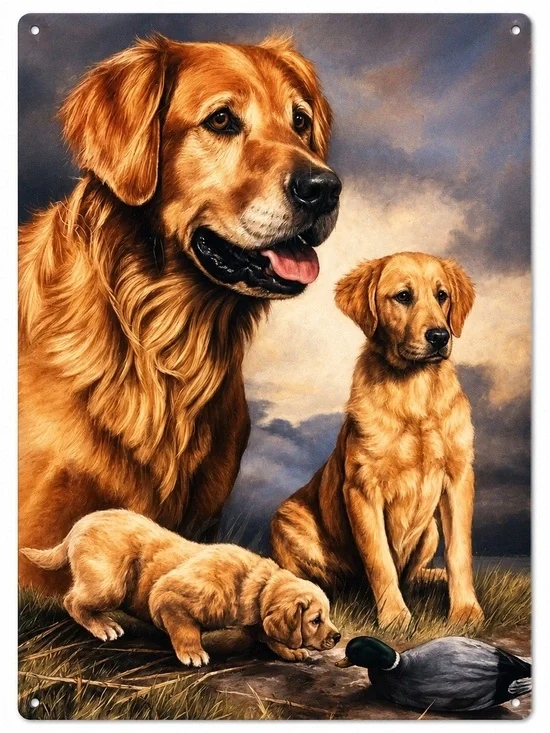 NEW Golden Retriever Dog Puppy Metal Sign