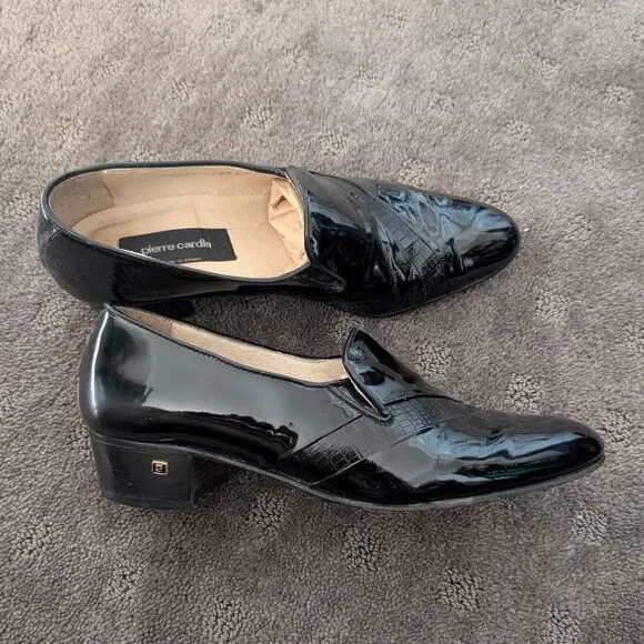 Pierre Cardin Black Patent Leather Men’s Shoes Size 7.5